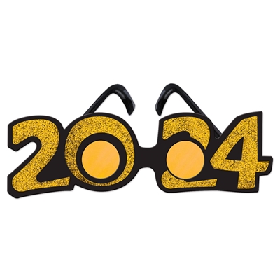 "2024" Gold Glittered Plastic Eyeglasses