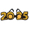 "2025" Gold Glittered Plastic Eyeglasses