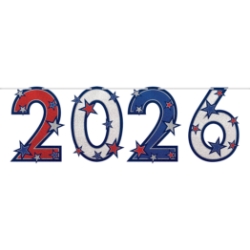 "2026" Red, White & Blue Streamer