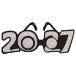 "2027" Silver Glittered Plastic Eyeglasses (Pack of 12) 2027 silver glitter glasses, silver New Year’s eyeglasses, glittered 2027 glasses, black frame novelty glasses, New Year’s party favors, 2027 celebration accessories, silver glitter number glasses