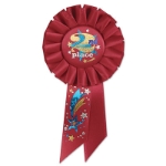 2nd Place Red Rosette with gold and white lettering and shooting star design