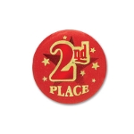 2nd Place Satin Red Button with Gold lettering and stars 