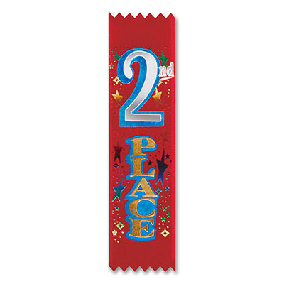 2nd Place Value Pack Ribbons with gold and silver lettering and star designs