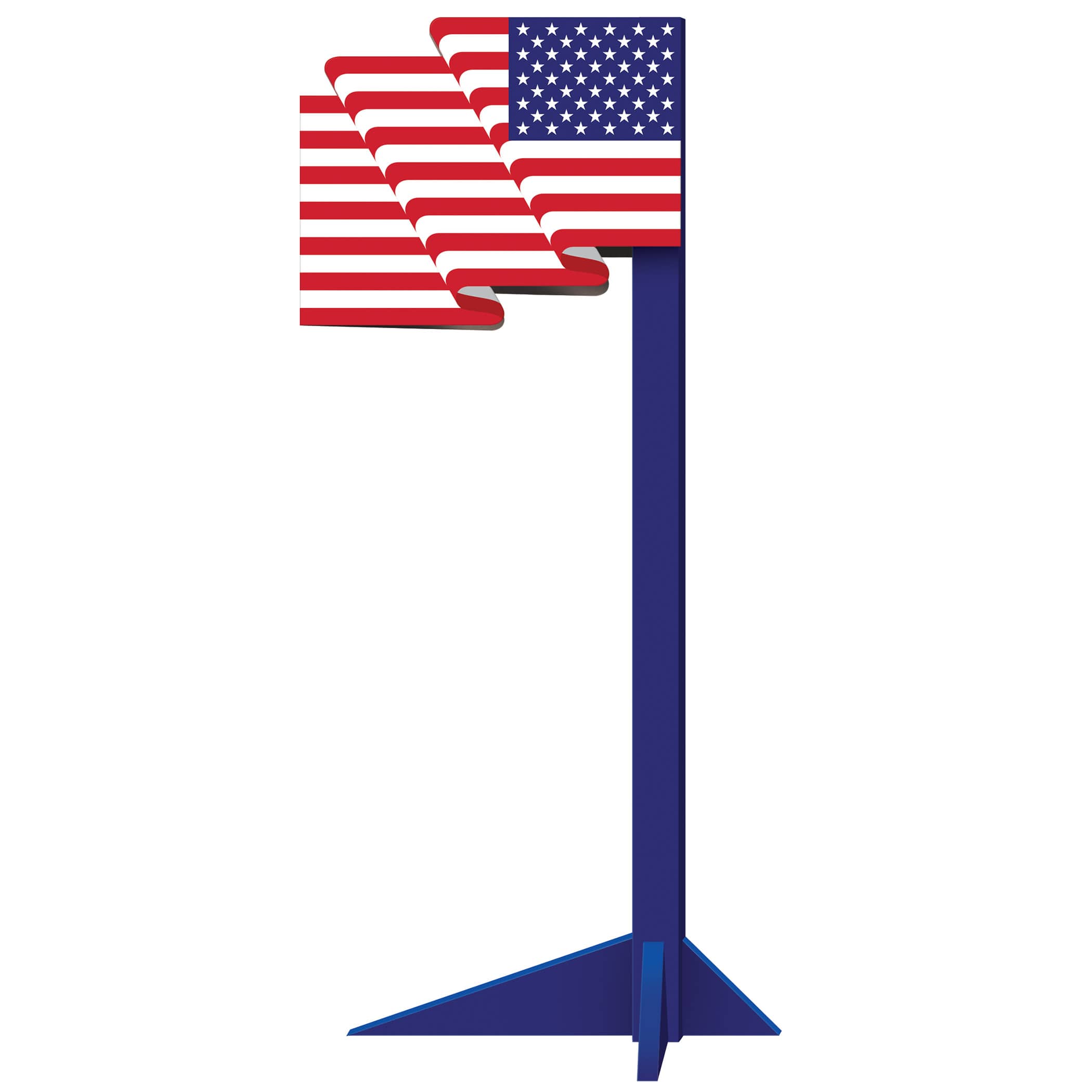 3-D American Flag Prop (Pack of 1) 3D American flag prop, patriotic display décor, large American flag decoration, printed cardboard flag, Independence Day décor, Memorial Day decorations, Veterans Day display, Party Express patriotic prop