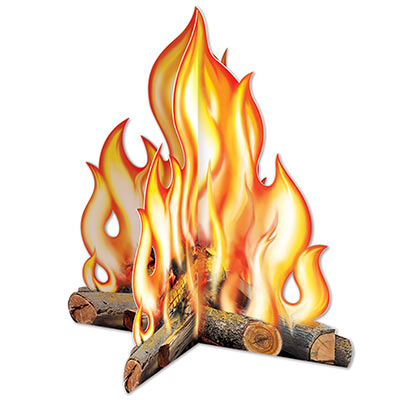 The 3-D Campfire Centerpiece is printed with great detail displaying a campfire on card stock material.