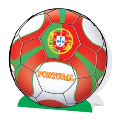 3-D Soccer Ball Centerpiece - Portugal (Pack of 12) Portugal centerpiece, Portuguese party décor, red green soccer centerpiece, coat of arms Portugal, armillary sphere decorations, five blue shields, seven castles emblem, 3-D centerpiece Portugal, Printed Card Stock centerpiece, Portugal party supplies, soccer table decorations, Party Express Portugal centerpiece