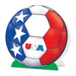 3-D Soccer Ball Centerpiece - United States (Pack of 12) USA centerpiece, United States party décor, red white blue decorations, patriotic soccer centerpiece, 3-D centerpiece USA, Printed Card Stock centerpiece, USA party supplies, soccer table decorations, American themed décor, Party Express USA centerpiece