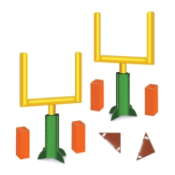 3-D Football Goal Post Centerpiece Set (Pack of 12) football centerpiece, 3-D football goal post, football party decorations, sports table décor, cardboard football centerpiece, football pylons, game day party supplies, Party Express football décor
