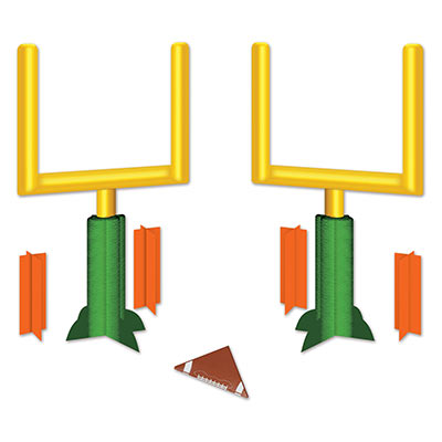 3-D Football Goal Post Centerpieces is designed to replicate a the goal posts with a paper football for some extra fun.