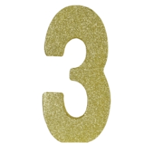  3-D Gold Glittered Number "3" Centerpiece