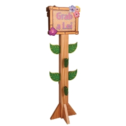 3-D Lei Station Prop (Pack of 4) 3D lei station prop, luau decorations, tropical party props, Hawaiian event décor, printed cardboard stand-up, summer party decorations, lei greeting station, Party Express luau props