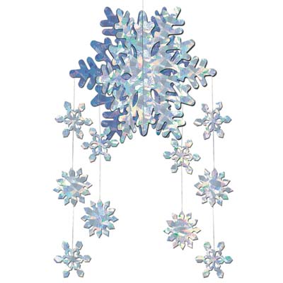 3-D Snowflake Mobile (Pack of 12) Christmas, snow, winter, festive, mobile, 3-D, Sparkeling 
