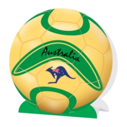 3-D Soccer Ball Centerpiece - Australia (Pack of 12) Australia centerpiece, 3-D centerpiece Australia, kangaroo party décor, boomerang decorations, yellow soccer ball centerpiece, Printed Card Stock centerpiece, Australia party supplies, Australian themed decorations, soccer party table décor, Party Express Australia centerpiece