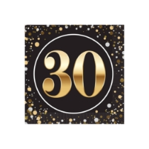"30" Beverage Napkins (Pack of 192) beverage napkins, 2-ply party napkins, black gold silver napkins, cocktail napkins, quarter fold napkins, party tableware, elegant party supplies, Party Express napkins