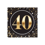 "40" Beverage Napkins (Pack of 192) beverage napkins, 2-ply party napkins, black gold silver napkins, cocktail napkins, quarter fold napkins, party tableware, elegant party supplies, Party Express napkins