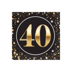 "40" Beverage Napkins (Pack of 192) beverage napkins, 2-ply party napkins, black gold silver napkins, cocktail napkins, quarter fold napkins, party tableware, elegant party supplies, Party Express napkins