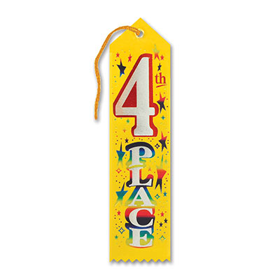 4th Place Award Yellow Ribbon with colorful bold lettering and stars