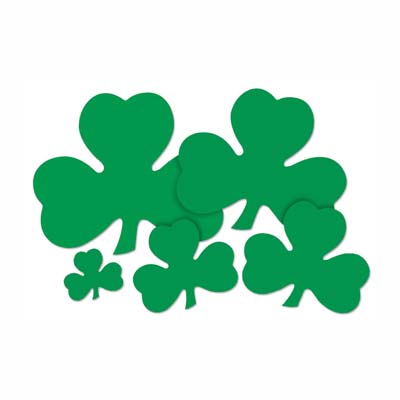 5" Printed Shamrock Cutouts wall decorations for St. Patricks Day 
