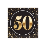 "50" Beverage Napkins (Pack of 192) beverage napkins, 2-ply party napkins, black gold silver napkins, cocktail napkins, quarter fold napkins, party tableware, elegant party supplies, Party Express napkins