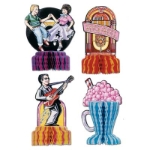 50's Playmates are images from the 50's with a rock n roller, people dancing, a jukebox and a milkshake.