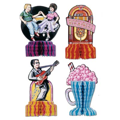 50's Playmates are images from the 50's with a rock n roller, people dancing, a jukebox and a milkshake.
