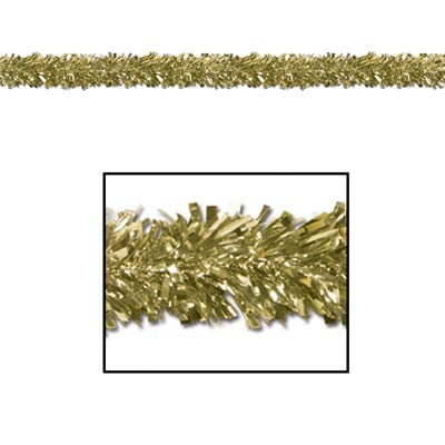 Gold metallic festooning garland used for decoration.