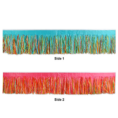 Tissue Fringe Drape made of multi-color tissue material with two separate sides.
