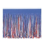 Tissue Fringe Drape made of red, white, and blue tissue material.