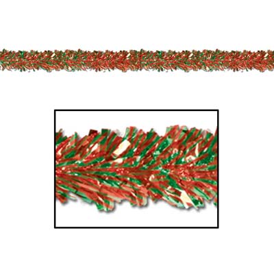 Red and Green 6-Ply Metallic Festooning Garland