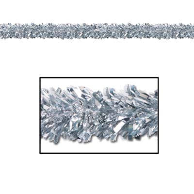 Silver metallic festooning garland used for decoration.