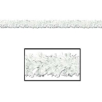 White metallic festooning garland used for decoration.