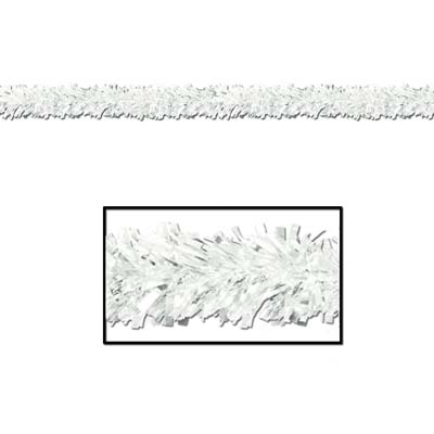 White metallic festooning garland used for decoration.