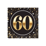 "60" Beverage Napkins (Pack of 192) beverage napkins, 2-ply party napkins, black gold silver napkins, cocktail napkins, quarter fold napkins, party tableware, elegant party supplies, Party Express napkins