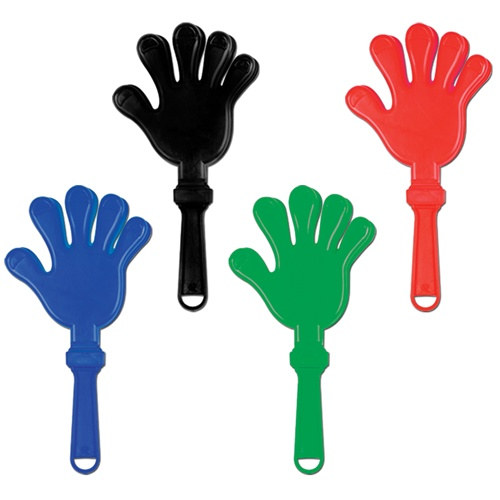Plastic assorted color options giant hand clapper.