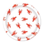 7" Crawfish Plates (Pack of 96) crawfish plates, 7 inch crawfish plates, red crawfish party plates, sturdy paper seafood plates, crawfish boil supplies, graduation party plates, white crawfish design plates, Party Express crawfish plates, bulk crawfish plates