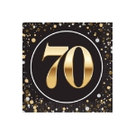 "70" Beverage Napkins (Pack of 192) beverage napkins, 2-ply party napkins, black gold silver napkins, cocktail napkins, quarter fold napkins, party tableware, elegant party supplies, Party Express napkins