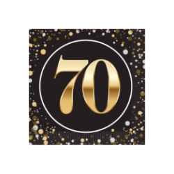 "70" Beverage Napkins (Pack of 192) beverage napkins, 2-ply party napkins, black gold silver napkins, cocktail napkins, quarter fold napkins, party tableware, elegant party supplies, Party Express napkins