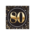 "80" Beverage Napkins (Pack of 192) beverage napkins, 2-ply party napkins, black gold silver napkins, cocktail napkins, quarter fold napkins, party tableware, elegant party supplies, Party Express napkins