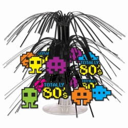 centerpiece with a 1980s theme with retro icons 