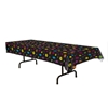 Black plastic 80s Table Cover with colorful 80s icon