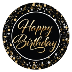 9" Happy Birthday Plates (Pack of 96) happy birthday plates, 9 inch birthday plates, black gold silver birthday décor, sturdy paper birthday plates, disposable birthday party plates, birthday tableware, Party Express birthday plates, bulk birthday plates