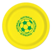 9" Soccer Paper Plates - Australia (Pack of 96) soccer paper plates, Australia soccer plates, 9 inch soccer plates, sports party supplies, soccer party decorations, bulk paper plates, Party Express plates, soccer birthday party, team celebration supplies