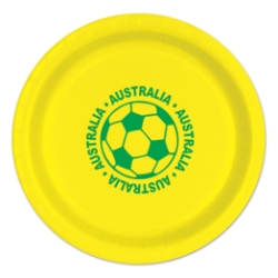 9" Soccer Paper Plates - Australia (Pack of 96) soccer paper plates, Australia soccer plates, 9 inch soccer plates, sports party supplies, soccer party decorations, bulk paper plates, Party Express plates, soccer birthday party, team celebration supplies