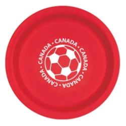 9" Soccer Paper Plates - Canada (Pack of 96 soccer paper plates canada, canada soccer party supplies, 9 inch soccer plates, canadian sports party decorations, soccer birthday tableware, bulk paper plates, canada themed party supplies, Party Express plates, soccer banquet supplies