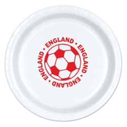 9" Soccer Paper Plates - England (Pack of 96) soccer paper plates england, england soccer party supplies, 9 inch soccer plates, english sports party decorations, soccer birthday tableware, bulk paper plates, england themed party supplies, Party Express plates, soccer banquet supplies