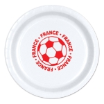 9" Soccer Paper Plates - France (Pack of 96) soccer paper plates france, france soccer party supplies, 9 inch soccer plates, french sports party decorations, soccer birthday tableware, bulk paper plates, france themed party supplies, Party Express plates, soccer banquet supplies