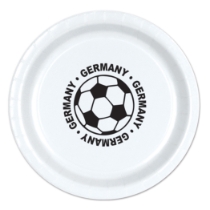 9" Soccer Paper Plates - Germany (Pack of 96) soccer paper plates germany, germany soccer party supplies, 9 inch soccer plates, german sports party decorations, soccer birthday tableware, bulk paper plates, germany themed party supplies, Party Express plates, soccer banquet supplies