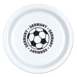 9" Soccer Paper Plates - Germany (Pack of 96) soccer paper plates germany, germany soccer party supplies, 9 inch soccer plates, german sports party decorations, soccer birthday tableware, bulk paper plates, germany themed party supplies, Party Express plates, soccer banquet supplies