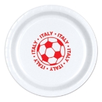 9" Soccer Paper Plates - Italy (Pack of 96) soccer paper plates italy, italy soccer party supplies, italian sports party decorations, 9 inch soccer plates, soccer birthday tableware, bulk paper plates, italy themed party supplies, Party Express plates, soccer banquet supplies