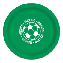9" Soccer Paper Plates - Mexico (Pack of 96) soccer paper plates mexico, mexico soccer party supplies, mexican sports party decorations, 9 inch soccer plates, soccer birthday tableware, bulk paper plates, mexico themed party supplies, Party Express plates, soccer banquet supplies